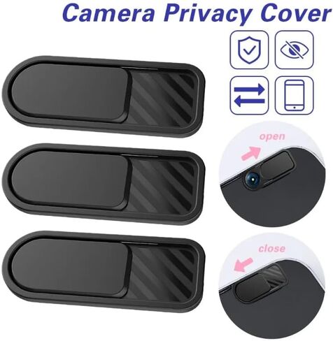 أغطية خصوصية الكاميرا مكونة من 10 قطع من omana، رفيعة للغاية، مانع للانزلاق للهاتف المحمول والكمبيوتر المحمول وكاميرا الويب والكمبيوتر المكتبي والكمبيوتر اللوحي والهواتف الذكية والأمان ومضاد للتجسس، أسود in Kuwait