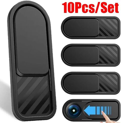 أغطية خصوصية الكاميرا مكونة من 10 قطع من omana، رفيعة للغاية، مانع للانزلاق للهاتف المحمول والكمبيوتر المحمول وكاميرا الويب والكمبيوتر المكتبي والكمبيوتر اللوحي والهواتف الذكية والأمان ومضاد للتجسس، أسود in Kuwait