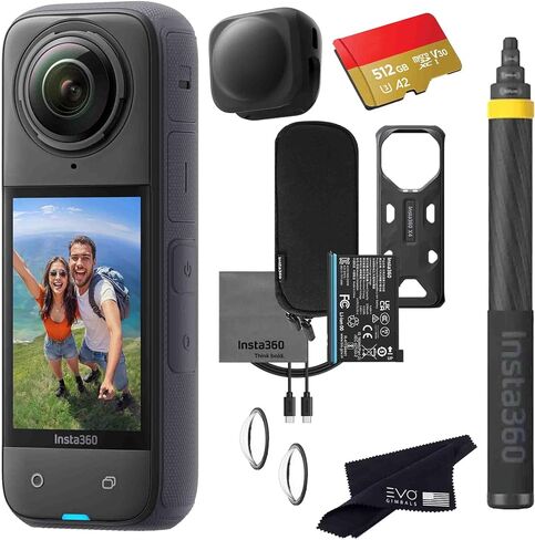 Insta360 X4 Extended Selfie Stick Bundle(3m/9.8ft)-8K Waterproof 360 Action Camera with 1/2" 48MP Sensors, 8K 360 HDR Video| Bundle Includes 3m Extended Selfie Stick, Lens Cap (1TB) in Saudi Arabia