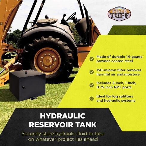 Field Tuff 10 Gallon 14 Gauge Welded Steel Hydraulic Fluid Reservoir Tank with 2 Inch Suction Port and 0.75 Inch Return Port, Black in Saudi Arabia