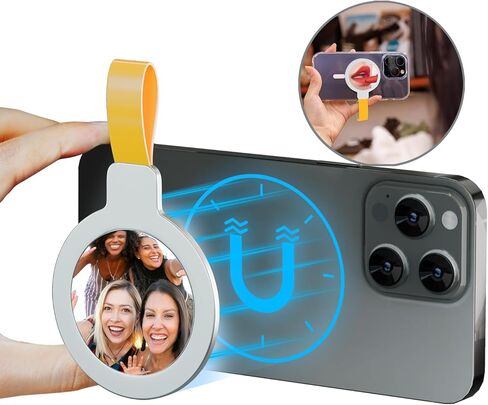 Magnetic Phone Selfie Mirror, iPhone 15 14 13 Pro Max Plus Mag Safe Cases,Selfie Monitor Screen Mirror,Convex Wide Angle Mirror for Vlogging/Video Recording in Kuwait