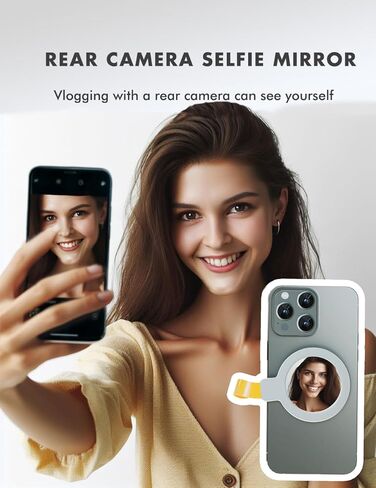 Magnetic Phone Selfie Mirror, iPhone 15 14 13 Pro Max Plus Mag Safe Cases,Selfie Monitor Screen Mirror,Convex Wide Angle Mirror for Vlogging/Video Recording in Kuwait