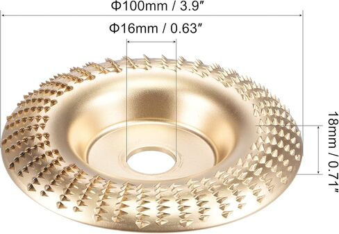 uxcell Grinder Shaping Disk 3.9" Wood Flat Grinding Wheel Hardened #45 Steel Abrasive Disk, Carving Tool for Woodworking Golden in Saudi Arabia