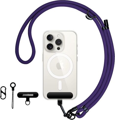Phone Lanyard Crossbody - 8mm Thick Cell Phone Lanyard | Anti-Theft Cell Phone Strap Crossbody | Lanyard for iPhone, Samsung & More | for Traveling, Hiking, Daily Use - Black in Saudi Arabia