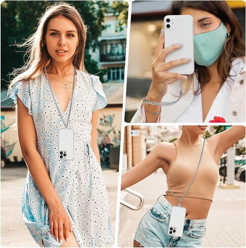 مجموعة حبل للهاتف الخلوي من amaxiu، حزام سلسلة هاتف معدني مقاس 63 بوصة مع حزام معصم 11.8 بوصة، حبل طويل قابل للتعديل برقبة الهاتف مع وسادات حبل حماية للهاتف من السقوط للرجال والنساء ومحفظة الهواتف الذكية in Kuwait