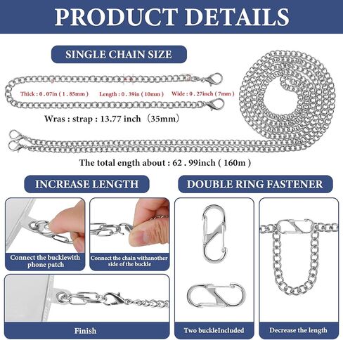 مجموعة حبل للهاتف الخلوي من amaxiu، حزام سلسلة هاتف معدني مقاس 63 بوصة مع حزام معصم 11.8 بوصة، حبل طويل قابل للتعديل برقبة الهاتف مع وسادات حبل حماية للهاتف من السقوط للرجال والنساء ومحفظة الهواتف الذكية in Kuwait