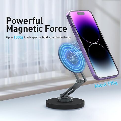 Magnetic Phone Tripod Mount - Phone Tripod Adapter with 1/4" Screw Hole, 360° Rotates and 180° Tilts Adjustable Phone Stand for MagSafe iPhone 12 13 14 15 All Series, Camera and Selfie Stick in Kuwait