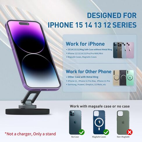 Magnetic Phone Tripod Mount - Phone Tripod Adapter with 1/4" Screw Hole, 360° Rotates and 180° Tilts Adjustable Phone Stand for MagSafe iPhone 12 13 14 15 All Series, Camera and Selfie Stick in Kuwait