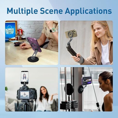 Magnetic Phone Tripod Mount - Phone Tripod Adapter with 1/4" Screw Hole, 360° Rotates and 180° Tilts Adjustable Phone Stand for MagSafe iPhone 12 13 14 15 All Series, Camera and Selfie Stick in Kuwait