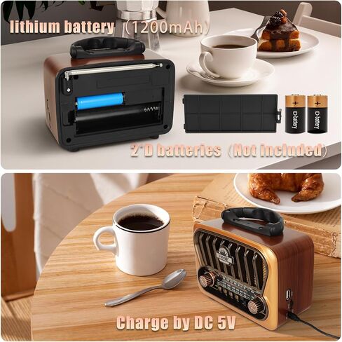 Portable AM FM Radios, Transistor Shortwave Retro Vintage Radios with Loud Speakers, Support USB Power Or D Battery(Champagne Gold) in Saudi Arabia