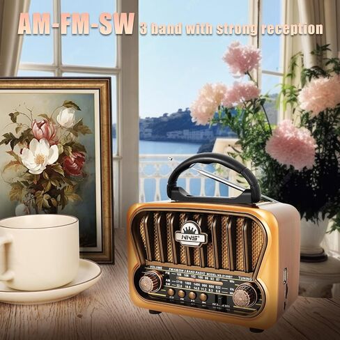 Portable AM FM Radios, Transistor Shortwave Retro Vintage Radios with Loud Speakers, Support USB Power Or D Battery(Champagne Gold) in Saudi Arabia