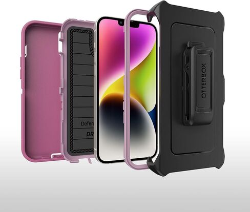 حافظة OtterBox Defender Series لهاتف iPhone 14 Plus (فقط) - مع واقي شاشة شفاف Zagg Glass Elite - يتضمن مشبك الحافظة - حماية دفاعية ميكروبية - عبوة غير قابلة للبيع بالتجزئة - أسود in Saudi Arabia