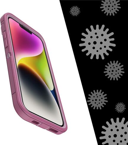 حافظة OtterBox Defender Series لهاتف iPhone 14 Plus (فقط) - مع واقي شاشة شفاف Zagg Glass Elite - يتضمن مشبك الحافظة - حماية دفاعية ميكروبية - عبوة غير قابلة للبيع بالتجزئة - أسود in Saudi Arabia