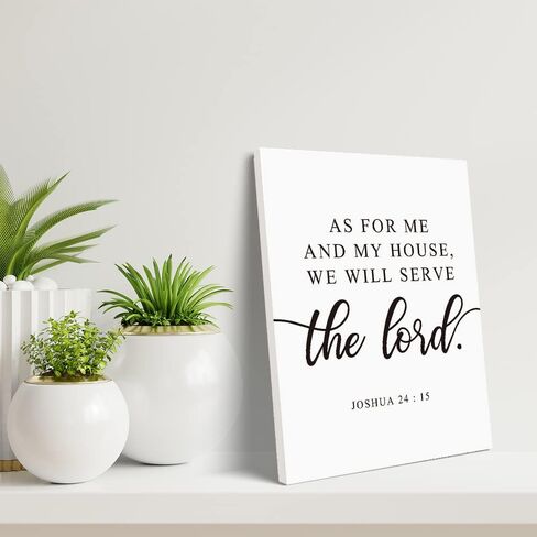 Inspirational Christian Canvas Wall Art Decor Motivational Joshua 24:15 as for Me and My House, Canvas Print Scripture Bible Verse, Home Wall Decor, Best Gift Choice, Ready to Hang, 12" X 15" in Saudi Arabia