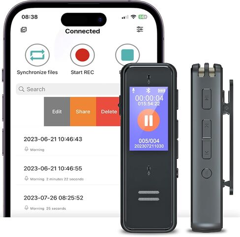 128GB Voice Recorder, Voice Recorder with Playback/APP, Capacity is 1600 Hrs Digital Voice Recorder,Mini Voice Recorder for Lectures, Meetings,Cars,Interviews,Class(Memory-128GB) in Saudi Arabia