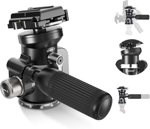 NEEWER Video Camera Tripod Pan Tilt Head with +/-15° Leveling Bowl Base, Photography Tripod Head with Retractable Handle, 1/4" Arca Type QR Plate for DSLR Camera Camcorder, Max Load 11lb/5kg, TH03 in Saudi Arabia