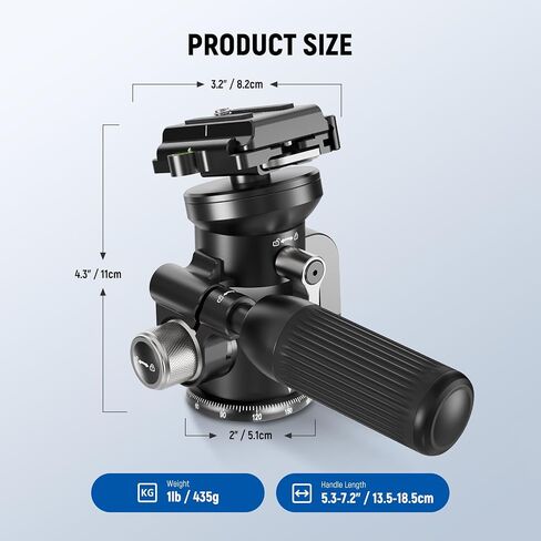 NEEWER Video Camera Tripod Pan Tilt Head with +/-15° Leveling Bowl Base, Photography Tripod Head with Retractable Handle, 1/4" Arca Type QR Plate for DSLR Camera Camcorder, Max Load 11lb/5kg, TH03 in Saudi Arabia