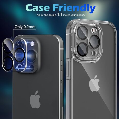 imluckies [3 Pack Camera Lens Protector for iPhone 16 Pro & iPhone 16 Pro Max, 9H Tempered Glass, Anti-Scratch, HD Clear, Case Friendly, 4 Built-in Night Circles [Night Shooting Mode] in Saudi Arabia