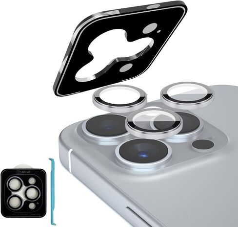Camera Lens Protector for iPhone16 Pro/iPhone16 Pro Max Camera Cover 9H Tempered Glass Screen Protector Metal Individual Ring Camera Cover Drop Protection Case Friendly (Natural Titanium) in Saudi Arabia