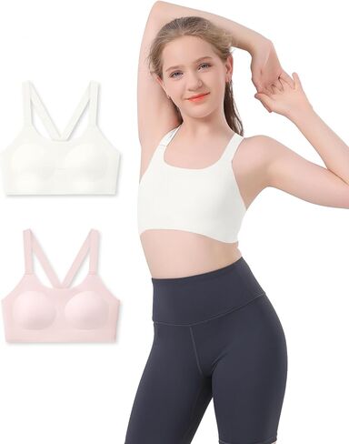 Training Bras for Girls Seamless Teen Girl Bras Ultra Soft Crossback Light Sport Bras Fixed Pads Invisible Teen Bras in Saudi Arabia