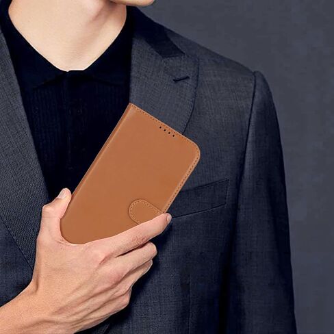 for iPhone 12 Case Wallet with Card Holder,iPhone 12 Wallet Case for Women Men,Leather Shockproof Magnetic Buckle Stand Flip Phone Case-Brown in Saudi Arabia