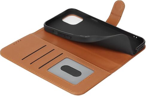 for iPhone 12 Case Wallet with Card Holder,iPhone 12 Wallet Case for Women Men,Leather Shockproof Magnetic Buckle Stand Flip Phone Case-Brown in Saudi Arabia