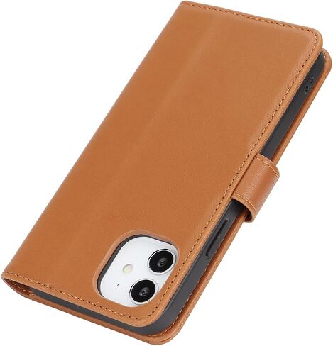 for iPhone 12 Case Wallet with Card Holder,iPhone 12 Wallet Case for Women Men,Leather Shockproof Magnetic Buckle Stand Flip Phone Case-Brown in Saudi Arabia