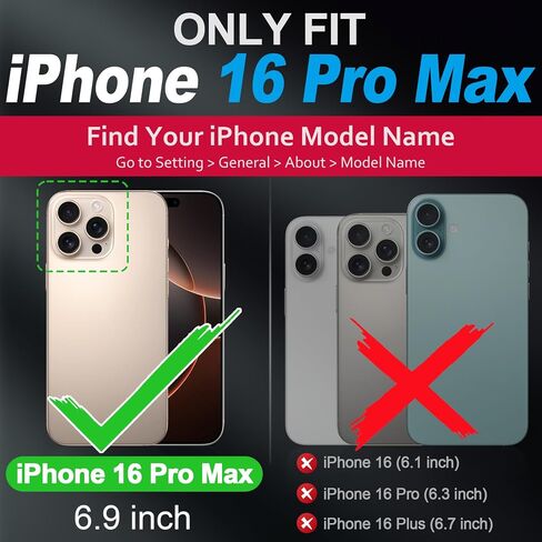 SHIELDON Case for iPhone 16 Pro Max 6.9", Genuine Leather Slim Wallet Wireless Charging Magnetic Closure RFID Blocking Card Slots Shockproof Cover Compatible with iPhone 16 Pro Max 5G - Nappa Black in Saudi Arabia