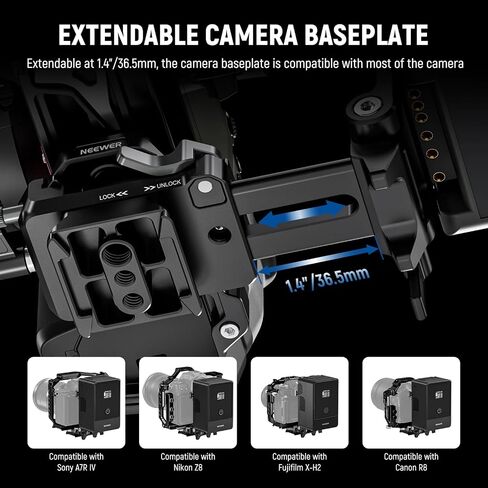 NEEWER لوحة بطارية قابلة للطي على شكل حرف V مع لوحة أساسية للكاميرا من نوع Arca لـ RS4 RS3 Gimbal وحامل ثلاثي القوائم، جهاز فيديو كاميرا DSLR خفيف الوزن متوافق مع بطارية وقفص SmallRig V Lock، PS015 in Saudi Arabia