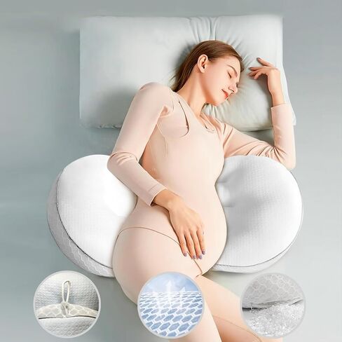 Pregnancy Pillows, PE Filling Body Pillow for Sleeping with Breathable Mesh Cover, Detachable and Adjustable Double-Sided Support for Back, HIPS, Legs and Belly Maternity Pillow (White) in Saudi Arabia