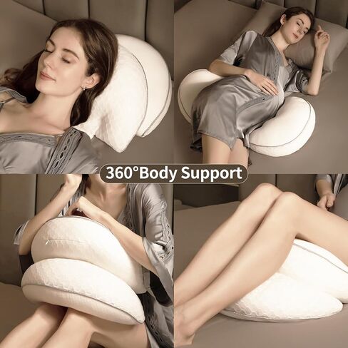 Pregnancy Pillows, PE Filling Body Pillow for Sleeping with Breathable Mesh Cover, Detachable and Adjustable Double-Sided Support for Back, HIPS, Legs and Belly Maternity Pillow (White) in Saudi Arabia