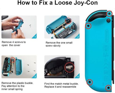 طقم إصلاح مشبك القفل المعدني للتبديل NS Joy-Con DIY أدوات إصلاح مفك البراغي مجموعة أدوات قفل مشبك معدني وحدة تحكم نينتندو تتضمن 4 × أبازيم قفل معدنية 2 × مفكات براغي in Saudi Arabia