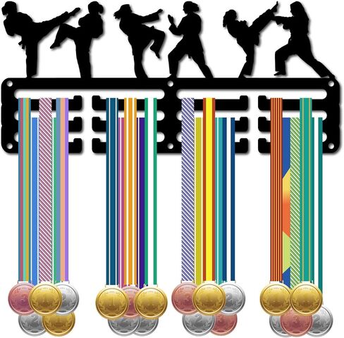CREATCABIN Triathlon Medals Holders Medal Display Hanger Small Medal Rack Organizer Metal Iron Ribbon Display Shelf Stand Frame Decor Wall Mounted Hanging for Running Swim Bike Black 11.4 x 5Inch in Saudi Arabia