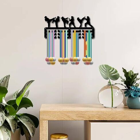 CREATCABIN Triathlon Medals Holders Medal Display Hanger Small Medal Rack Organizer Metal Iron Ribbon Display Shelf Stand Frame Decor Wall Mounted Hanging for Running Swim Bike Black 11.4 x 5Inch in Saudi Arabia