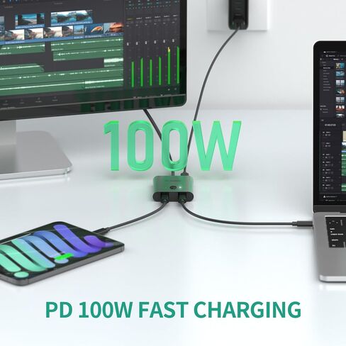 USB C Switcher, Bi-Directional 1 in 2 Out/2 in 1 Out USB C Switch Support 8K@60Hz Video 100W Charging 10Gbps Data Transfer, Included USB C Cable in Saudi Arabia