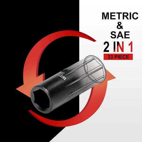 مجموعة مقابس محرك 1/4 بوصة، 24 قطعة، 6 نقاط، SAE/متري، 5/32 بوصة - 9/16 بوصة، 4 مم - 15 مم، عميق، فولاذ Cr-V in Saudi Arabia