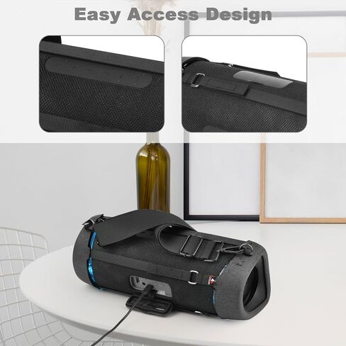 TXEsign Travel Carrying Case for Sony SRS-XB43 Extra BASS Wireless Bluetooth Speaker, EVA Case Replacement Protective Cover w Shoulder Strap for Sony Speaker (Black) in Saudi Arabia