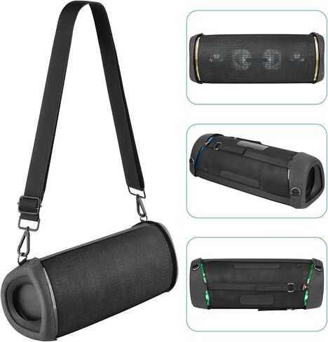 TXEsign Travel Carrying Case for Sony SRS-XB43 Extra BASS Wireless Bluetooth Speaker, EVA Case Replacement Protective Cover w Shoulder Strap for Sony Speaker (Black) in Saudi Arabia
