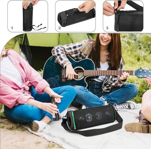 TXEsign Travel Carrying Case for Sony SRS-XB43 Extra BASS Wireless Bluetooth Speaker, EVA Case Replacement Protective Cover w Shoulder Strap for Sony Speaker (Black) in Saudi Arabia