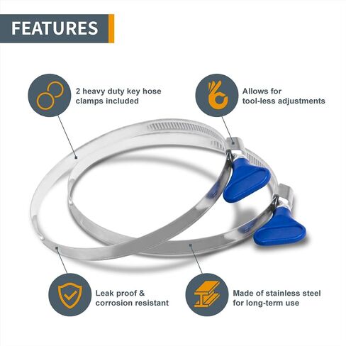 POWERTEC 70436 4" x 20' PVC Dust Collection Hose with 2 Stainless Steel Hose Clamps, 4" Dust Control Flex Cuff and 4" Hose to 2-1/2" Hose Cone Reducer for Woodworking and Shop Vacuum in Saudi Arabia