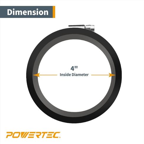 POWERTEC 70436 4" x 20' PVC Dust Collection Hose with 2 Stainless Steel Hose Clamps, 4" Dust Control Flex Cuff and 4" Hose to 2-1/2" Hose Cone Reducer for Woodworking and Shop Vacuum in Saudi Arabia