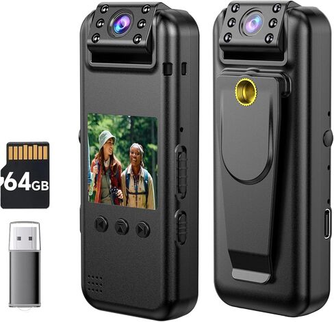 كاميرا الجسم BOBLOV A22Pro بسعة 64 جيجابايت، وكاميرا فيديو ببطارية 2200 مللي أمبير في الساعة مع رؤية ليلية، وتسجيل للمشي، والسفر، وإنفاذ قانون الشرطة in Kuwait