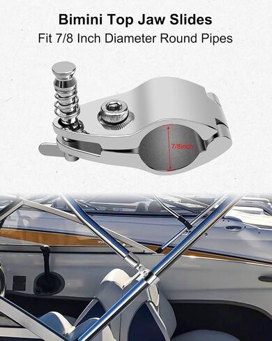 2PCS Bimini Top Jaw Slides for 7/8 Inch or 1 Inch Round Tubing, Heavy Duty Marine 316 Stainless Steel Bimini Top Hardware Fitting, External Eye End Top Hinged Jaw Slides in Kuwait
