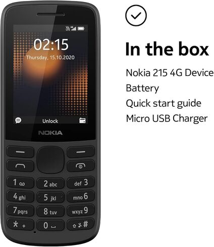 نوكيا 215 | جي إس إم | مقفلة الهاتف المحمول | 4G | النسخة الدولية | أسود in Kuwait