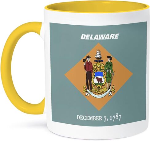 كوب 3dRose_45020_4 "State Flag Of Delaware" كوب أسود بلونين، 11 أونصة، متعدد الألوان in Saudi Arabia