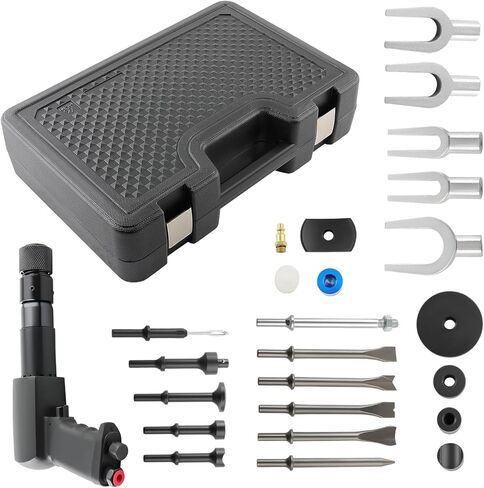 طقم مطرقة هوائية maxpeedingrods، 25 قطعة مجموعة إزميل قطعة مطرقة هوائية متعددة الوظائف، مطرقة هوائية للتغيير السريع 2100 نبضة في الدقيقة مع رؤوس مجرفة، مجموعة فاصل مفصل كروي، لقم مطرقة هوائية in Kuwait