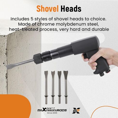 طقم مطرقة هوائية maxpeedingrods، 25 قطعة مجموعة إزميل قطعة مطرقة هوائية متعددة الوظائف، مطرقة هوائية للتغيير السريع 2100 نبضة في الدقيقة مع رؤوس مجرفة، مجموعة فاصل مفصل كروي، لقم مطرقة هوائية in Kuwait