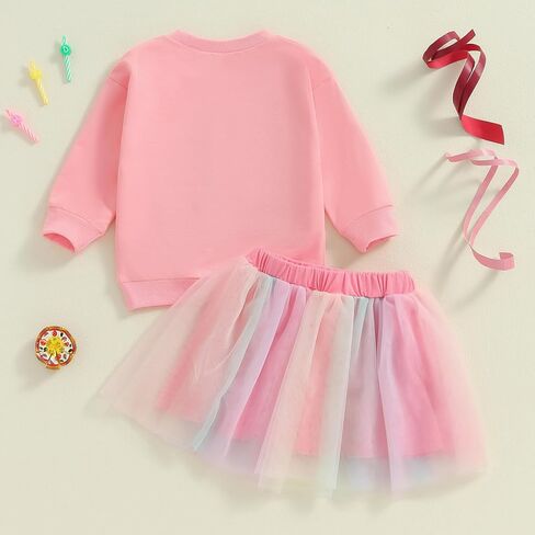 Kayotuas Toddler Baby Girl Birthday Outfit Birthday Girl Shirt and Tutu Skirt Set Cake Smash Outfits 2 Piece Fall Dresses in Kuwait