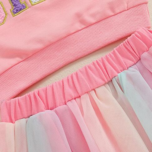 Kayotuas Toddler Baby Girl Birthday Outfit Birthday Girl Shirt and Tutu Skirt Set Cake Smash Outfits 2 Piece Fall Dresses in Kuwait