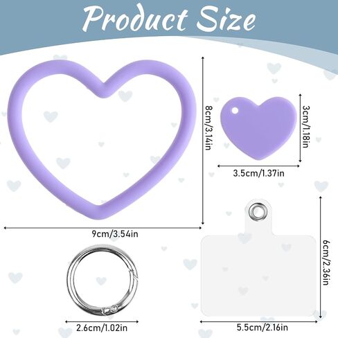 Heart Loop Lanyard Cell Phone Hand Wrist Lanyard Strap Silicone Phone Wrist Phone Strap with Key Chain Holder Phone Accessories Charm with Back Patch for All Smartphones Phone Case(Purple) in Saudi Arabia